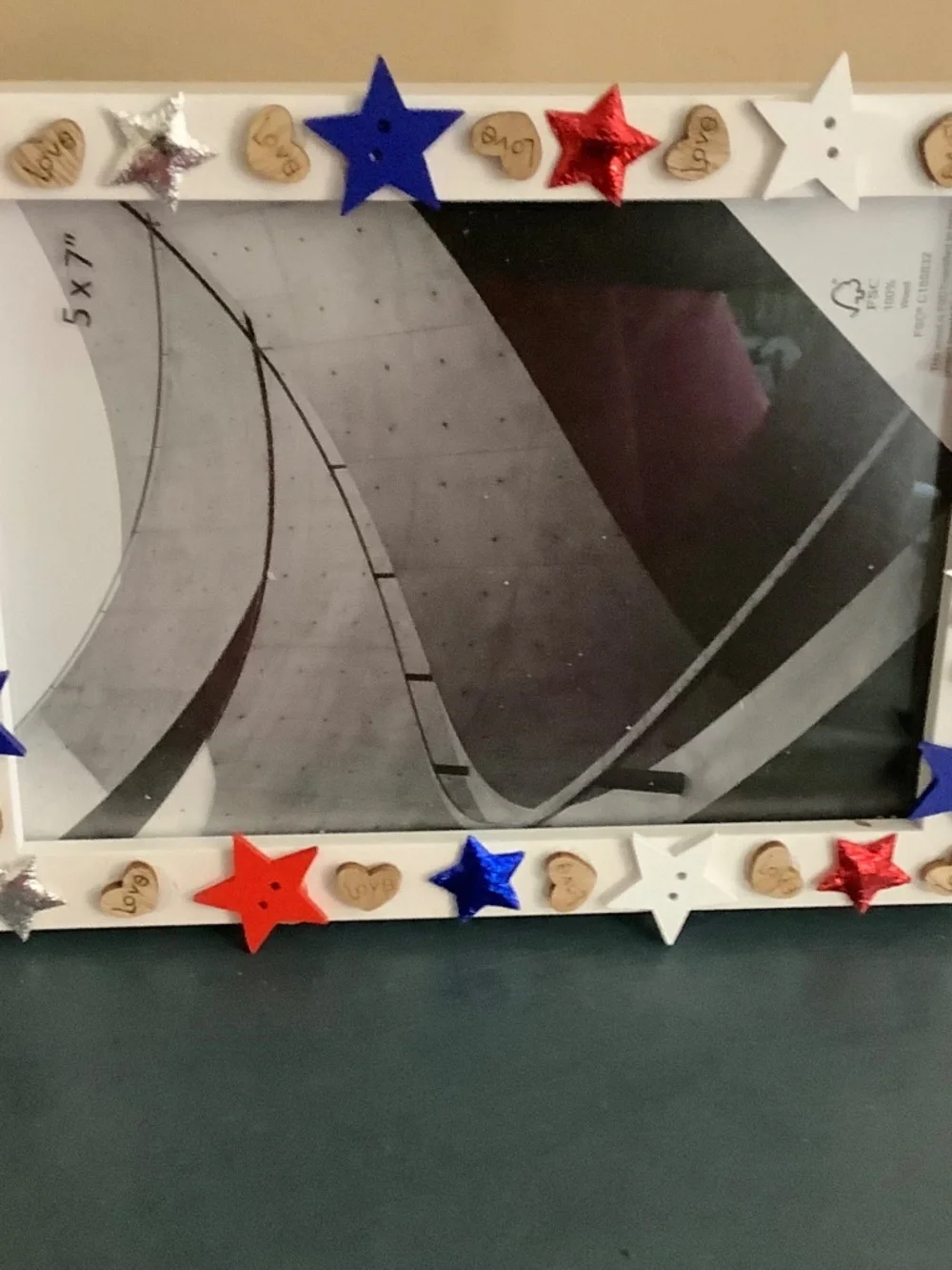 5x7 patriotic/4th of July star button frame